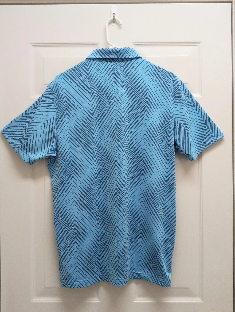 Adidas Ultimate365 Allover Print Polo Shirt Golf Medium Blue Chevron Performance